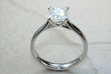 Load image into Gallery viewer, 1.25 carat Moissanite Platinum Solitaire. 6.00mm Princess Cut Moissanite Diamond Solitaire. Forever Classic Moissanite Ring.DEF Color