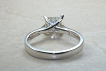 Load image into Gallery viewer, 1.25 carat Moissanite Platinum Solitaire. 6.00mm Princess Cut Moissanite Diamond Solitaire. Forever Classic Moissanite Ring.DEF Color