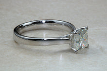 Load image into Gallery viewer, 1.25 carat Moissanite Platinum Solitaire. 6.00mm Princess Cut Moissanite Diamond Solitaire. Forever Classic Moissanite Ring.DEF Color