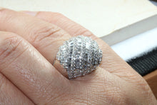 Load image into Gallery viewer, Very large natural Diamond set ladies dress ring. round and baguette cut diamonds, 18ct gold. Dress, cocktail, anniversary,statement ring