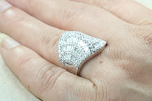 Load image into Gallery viewer, Very large natural Diamond set ladies dress ring. round and baguette cut diamonds, 18ct gold. Dress, cocktail, anniversary,statement ring