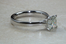Load image into Gallery viewer, 1.25 carat Moissanite Platinum Solitaire. 6.00mm Princess Cut Moissanite Diamond Solitaire. Forever Classic Moissanite Ring.DEF Color