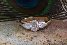 Load image into Gallery viewer, One carat Certified Oval and Pear Drop cut Diamond Trilogy Ring