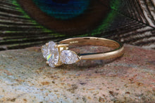 Load image into Gallery viewer, One carat Certified Oval and Pear Drop cut Diamond Trilogy Ring
