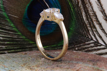 Load image into Gallery viewer, One carat Certified Oval and Pear Drop cut Diamond Trilogy Ring