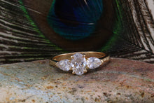 Load image into Gallery viewer, One carat Certified Oval and Pear Drop cut Diamond Trilogy Ring