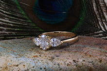 Load image into Gallery viewer, One carat Certified Oval and Pear Drop cut Diamond Trilogy Ring