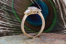 Load image into Gallery viewer, One carat Certified Oval and Pear Drop cut Diamond Trilogy Ring