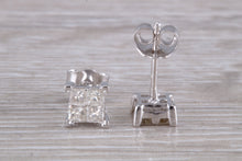 Load image into Gallery viewer, Diamond cluster stud earrings set in 9ct white gold, simple and elegant studs ideal for daily wear, perfect gift for any occasion