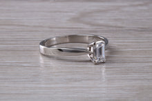 Load image into Gallery viewer, Emerald cut Diamond set Platinum Solitaire