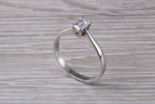 Load image into Gallery viewer, Emerald cut Diamond set Platinum Solitaire