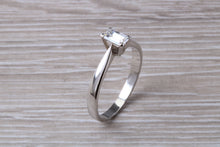 Load image into Gallery viewer, Emerald cut Diamond set Platinum Solitaire