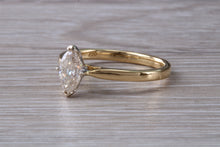 Load image into Gallery viewer, Half carat Marquise cut Certified Diamond set Gold Solitaire