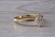Load image into Gallery viewer, Half carat Marquise cut Certified Diamond set Gold Solitaire