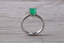 Load image into Gallery viewer, Emerald set Platinum Solitaire