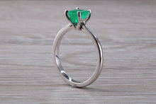 Load image into Gallery viewer, Emerald set Platinum Solitaire