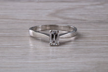 Load image into Gallery viewer, Emerald cut Diamond set Platinum Solitaire