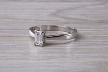 Load image into Gallery viewer, Emerald cut Diamond set Platinum Solitaire
