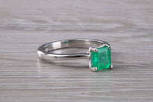 Load image into Gallery viewer, Emerald set Platinum Solitaire