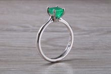 Load image into Gallery viewer, Emerald set Platinum Solitaire