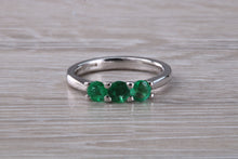 Load image into Gallery viewer, Emerald Trilogy set Platinum Ring