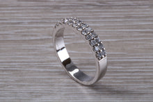 Load image into Gallery viewer, Two Row Half Circle set Diamond Wedding Band
