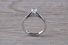 Load image into Gallery viewer, Half carat Certified Emerald cut Diamond Solitaire Engagement Ring