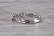 Load image into Gallery viewer, Petite Twist Shank Diamond Engagement Ring