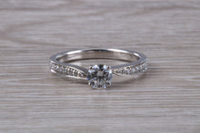 Load image into Gallery viewer, Petite Twist Shank Diamond Engagement Ring