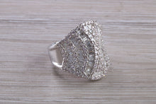 Load image into Gallery viewer, Very large natural Diamond set ladies dress ring. round and baguette cut diamonds, 18ct gold. Dress, cocktail, anniversary,statement ring