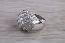 Load image into Gallery viewer, Very large natural Diamond set ladies dress ring. round and baguette cut diamonds, 18ct gold. Dress, cocktail, anniversary,statement ring