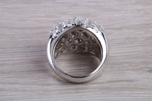 Load image into Gallery viewer, Very large natural Diamond set ladies dress ring. round and baguette cut diamonds, 18ct gold. Dress, cocktail, anniversary,statement ring