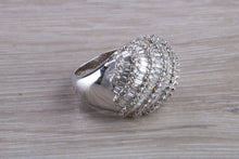 Load image into Gallery viewer, Very large natural Diamond set ladies dress ring. round and baguette cut diamonds, 18ct gold. Dress, cocktail, anniversary,statement ring