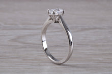 Load image into Gallery viewer, Half carat Certified Emerald cut Diamond Solitaire Engagement Ring