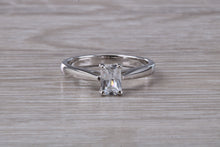 Load image into Gallery viewer, Half carat Certified Emerald cut Diamond Solitaire Engagement Ring