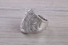 Load image into Gallery viewer, Very large natural Diamond set ladies dress ring. round and baguette cut diamonds, 18ct gold. Dress, cocktail, anniversary,statement ring