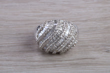 Load image into Gallery viewer, Very large natural Diamond set ladies dress ring. round and baguette cut diamonds, 18ct gold. Dress, cocktail, anniversary,statement ring