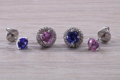 Interchangeable Tanzanite and Pink Sapphire Stud Earrings