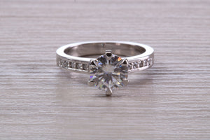 1.50 carat Platinum Mossainte Engagement Ring Complemented with Natural Diamonds