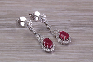Very Dressy Ruby and Diamond set White Gold Dropper Earrings