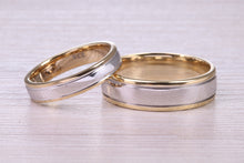 Load image into Gallery viewer, Matching Bridal His and Hers 18ct White and Yellow Gold Wedding Band