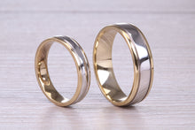 Load image into Gallery viewer, Matching Bridal His and Hers 18ct White and Yellow Gold Wedding Band