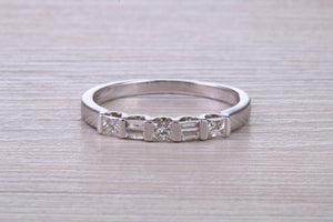 Half carat Baguette and Square Princess cut Diamond set 18ct White Gold Eternity Ring