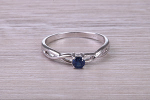 Dainty Round cut Sapphire Set 18ct White Gold Ring