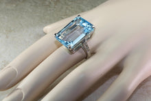 Load image into Gallery viewer, Very Very Large 50 carat Natural Blue Topaz and Diamond set White Gold Ring