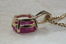 Load image into Gallery viewer, Two carat Oval cut Ruby set Yellow Gold Solitaire Necklace