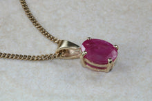 Load image into Gallery viewer, Two carat Oval cut Ruby set Yellow Gold Solitaire Necklace