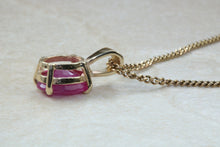Load image into Gallery viewer, Two carat Oval cut Ruby set Yellow Gold Solitaire Necklace