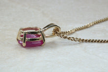 Load image into Gallery viewer, Two carat Oval cut Ruby set Yellow Gold Solitaire Necklace