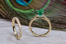 Load image into Gallery viewer, Emerald and Diamond Bridal Rings Set